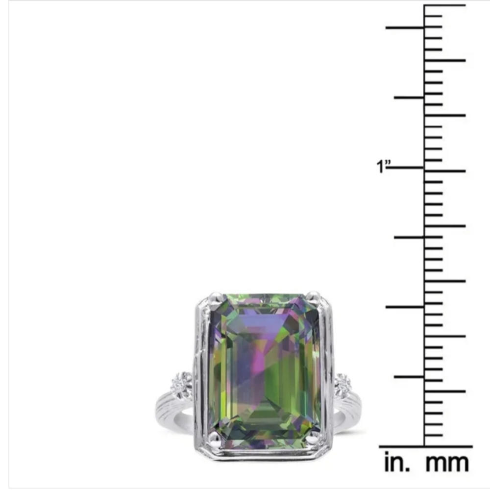 NWT 10 Karat Mystic Topaz and Halo Diamond Ring - Picture 2 of 7